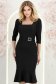Rochie din stofa neagra midi tip creion cu umeri bufanti si accesoriu in talie 1 - StarShinerS.ro