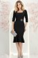 Rochie din stofa neagra midi tip creion cu umeri bufanti si accesoriu in talie 4 - StarShinerS.ro