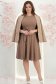 Rochie din jersey mocha midi in clos accesorizata cu brosa - StarShinerS 2 - StarShinerS.ro