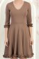 Rochie din jersey mocha scurta in clos cu volanase la maneca - StarShinerS 5 - StarShinerS.ro