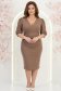 Rochie din jersey mocha midi tip creion cu maneci bufante- StarShinerS 1 - StarShinerS.ro