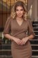 Rochie din jersey mocha midi tip creion cu maneci bufante- StarShinerS 1 - StarShinerS.ro