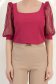 Bluza din crep zmeura mulata cu maneci trei-sferturi din dantela - StarShinerS 5 - StarShinerS.ro