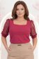 Bluza din crep zmeura mulata cu maneci trei-sferturi din dantela - StarShinerS 1 - StarShinerS.ro