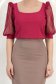Bluza din crep zmeura mulata cu maneci trei-sferturi din dantela - StarShinerS 4 - StarShinerS.ro