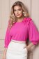 Bluza dama din material fluid fuchsia cu croi larg si volanase - StarShinerS 1 - StarShinerS.ro