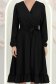 Rochie din material fluid neagra midi in clos cu elastic in talie si cordon - StarShinerS 3 - StarShinerS.ro