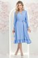 Rochie din material fluid albastra-deschis midi in clos cu elastic in talie si cordon - StarShinerS 1 - StarShinerS.ro
