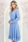 Rochie din material fluid albastra-deschis midi in clos cu elastic in talie si cordon - StarShinerS 4 - StarShinerS.ro