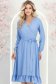 Rochie din material fluid albastra-deschis midi in clos cu elastic in talie si cordon - StarShinerS 2 - StarShinerS.ro