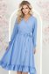 Rochie din material fluid albastra-deschis midi in clos cu elastic in talie si cordon - StarShinerS 3 - StarShinerS.ro