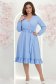 Rochie din material fluid albastra-deschis midi in clos cu elastic in talie si cordon - StarShinerS 1 - StarShinerS.ro