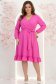 Rochie din material fluid fuchsia midi in clos cu elastic in talie si cordon - StarShinerS 2 - StarShinerS.ro