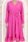 Rochie din material fluid fuchsia midi in clos cu elastic in talie si cordon - StarShinerS 5 - StarShinerS.ro