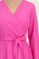 Rochie din material fluid fuchsia midi in clos cu elastic in talie si cordon - StarShinerS 4 - StarShinerS.ro
