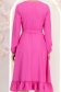 Rochie din material fluid fuchsia midi in clos cu elastic in talie si cordon - StarShinerS 6 - StarShinerS.ro