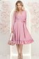 Rochie din material fluid roz-pudra midi in clos cu elastic in talie si cordon - StarShinerS 3 - StarShinerS.ro