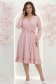 Rochie din material fluid roz-pudra midi in clos cu elastic in talie si cordon - StarShinerS 1 - StarShinerS.ro