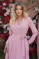 Rochie din material fluid roz-pudra midi in clos cu elastic in talie si cordon - StarShinerS 1 - StarShinerS.ro