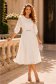 Rochie din voal ivoire midi in clos cu volanase - StarShinerS 1 - StarShinerS.ro