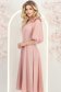 Rochie din material fluid roz pudra midi in clos cu volanase - StarShinerS 3 - StarShinerS.ro