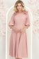 Rochie din material fluid roz pudra midi in clos cu volanase - StarShinerS 2 - StarShinerS.ro