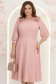 Rochie din voal roz pudra midi in clos cu volanase - StarShinerS 1 - StarShinerS.ro