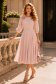 Rochie din voal roz pudra midi in clos cu volanase - StarShinerS 1 - StarShinerS.ro