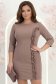 Rochie din stofa mocha scurta tip creion cu volanase - StarShinerS 1 - StarShinerS.ro