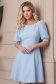 Rochie din stofa elastica albastra-deschis scurta in clos cu maneci bufante si dantela - StarShinerS 4 - StarShinerS.ro