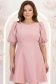 Rochie din stofa elastica roz pudra scurta in clos cu maneci bufante si dantela - StarShinerS 1 - StarShinerS.ro