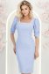 Rochie albastra-deschis midi tip creion cu umeri bufanti - StarShinerS 3 - StarShinerS.ro