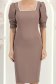 Rochie mocha midi tip creion cu umeri bufanti - StarShinerS 5 - StarShinerS.ro