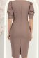 Rochie mocha midi tip creion cu umeri bufanti - StarShinerS 6 - StarShinerS.ro