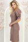 Rochie mocha midi tip creion cu umeri bufanti - StarShinerS 2 - StarShinerS.ro
