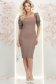 Rochie mocha midi tip creion cu umeri bufanti - StarShinerS 3 - StarShinerS.ro