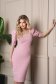 Rochie roz pudra midi tip creion cu umeri bufanti - StarShinerS 2 - StarShinerS.ro