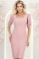 Rochie roz pudra midi tip creion cu umeri bufanti - StarShinerS 3 - StarShinerS.ro