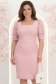 Rochie roz pudra midi tip creion cu umeri bufanti - StarShinerS 1 - StarShinerS.ro