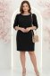 Rochie din stofa neagra scurta cu croi larg si aplicatii de dantela- StarShinerS 1 - StarShinerS.ro