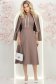 Rochie din stofa mocha midi in clos cu insertii de dantela- StarShinerS 3 - StarShinerS.ro