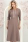 Rochie din stofa mocha midi in clos cu insertii de dantela- StarShinerS 1 - StarShinerS.ro