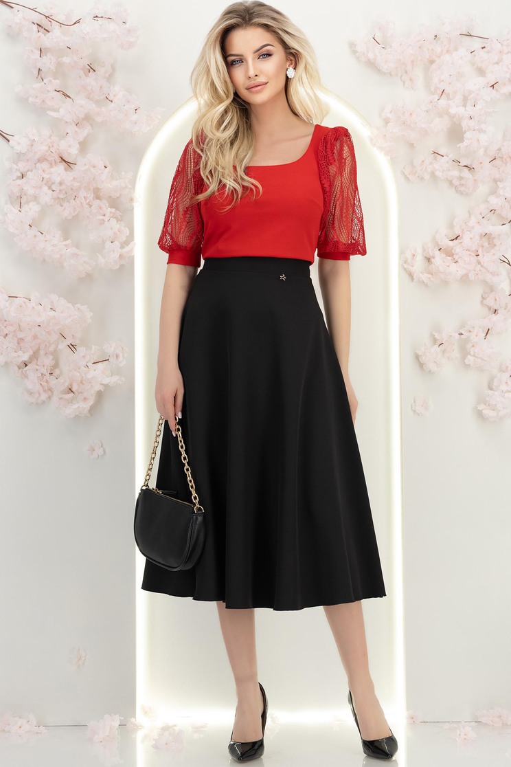 h&m rochii midi Fusta din stofa neagra midi in clos - StarShinerS