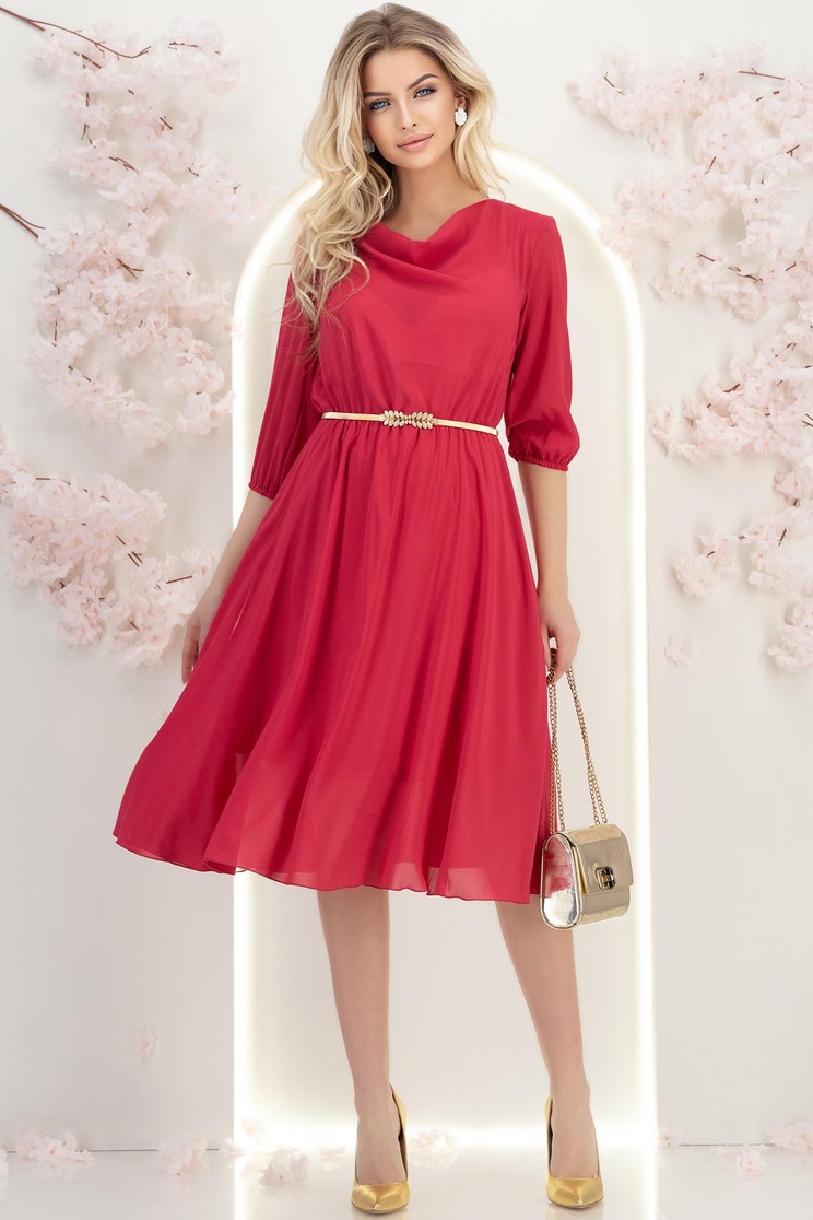 corpi cetonici in urina 10mg/dl Rochie din voal fuchsia midi in clos cu elastic in talie si decolteu cazut - StarShinerS