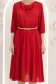 Rochie din voal rosie midi in clos cu elastic in talie si decolteu cazut- StarShinerS 7 - StarShinerS.ro
