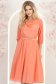 Rochie din voal corai midi in clos cu elastic in talie si decolteu cazut- StarShinerS 1 - StarShinerS.ro