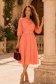 Rochie din voal corai midi in clos cu elastic in talie si decolteu cazut- StarShinerS 1 - StarShinerS.ro