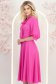 Rochie georgette fuchsia midi in clos cu guler tip esarfa - StarShinerS 2 - StarShinerS.ro