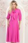 Rochie georgette fuchsia midi in clos cu guler tip esarfa - StarShinerS 1 - StarShinerS.ro