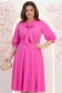 Rochie din voal fuchsia midi in clos cu guler tip esarfa - StarShinerS 1 - StarShinerS.ro